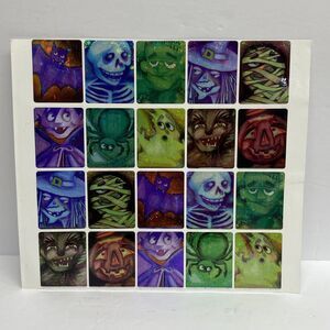 Halloween Holographic Stars Stickers 1 Sheet Unused Monsters Spider Witch Ghost